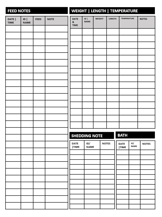 Printable Reptile Care Log Book